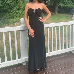 Form fitting black gown